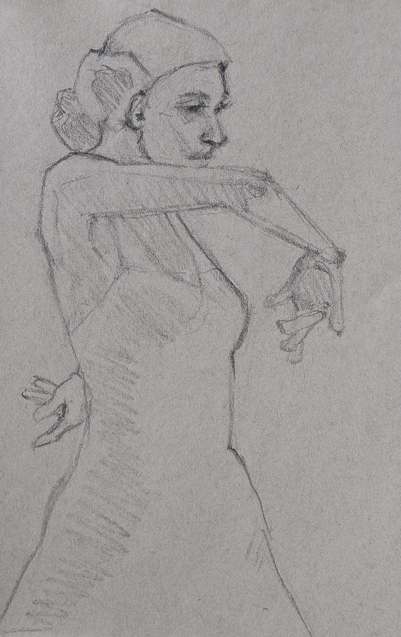 Flamenco Dancer Minimalistic Sketch 1 Drawing by Jani Freimann