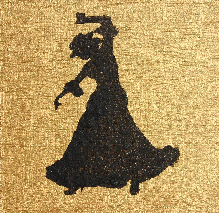 Flamenco dancer on gold Painting by Roger Cummiskey