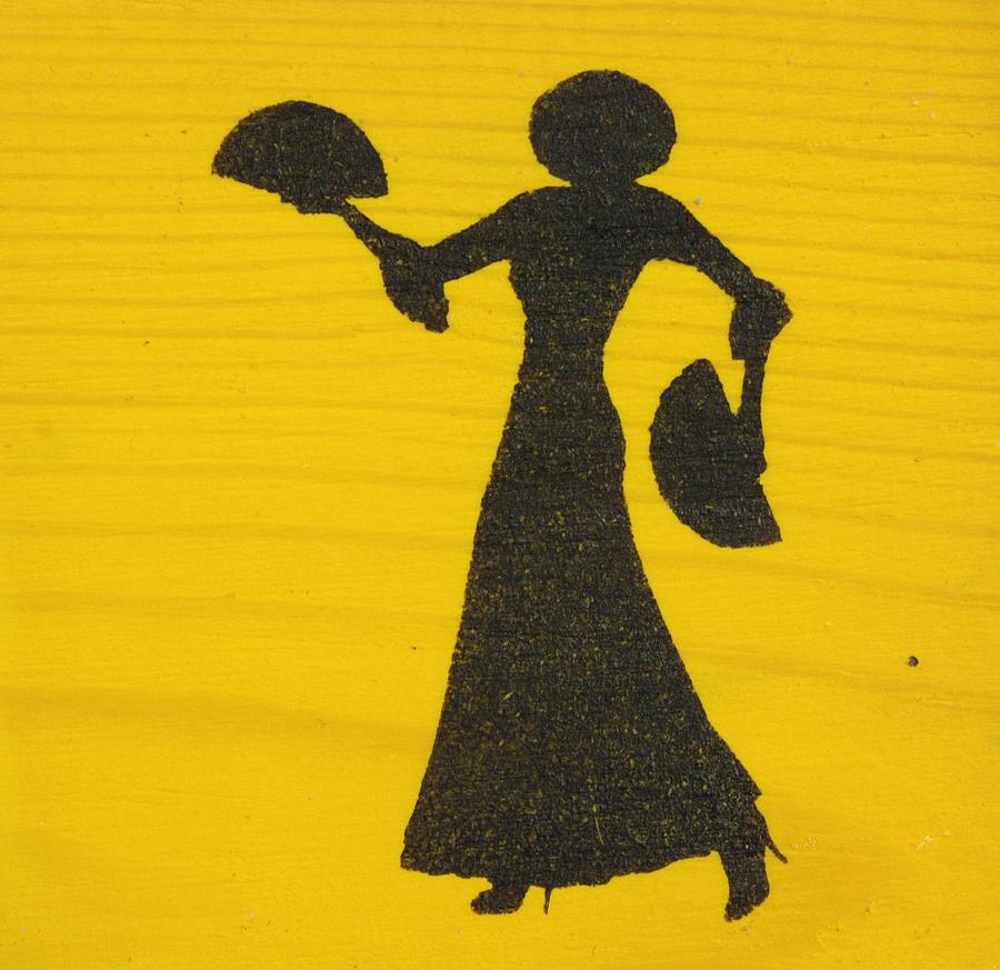 Flamenco Dancer on yellow Painting by Roger Cummiskey