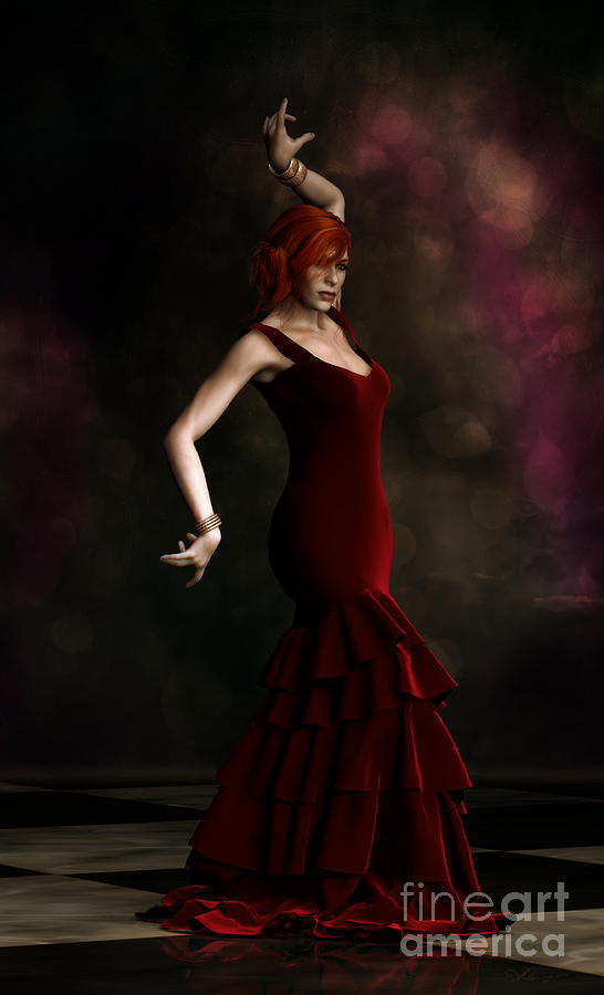 Flamenco Dancer Red Digital Art by Shanina Conway