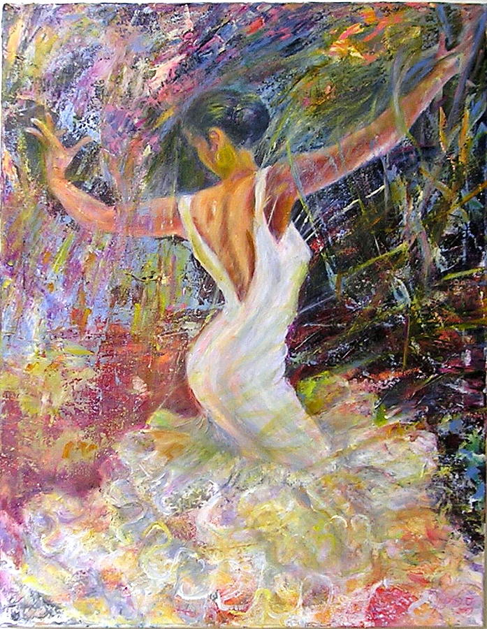 Flamenco Dancer In White 5 Painting by Sylva Zalmanson - Fine Art America