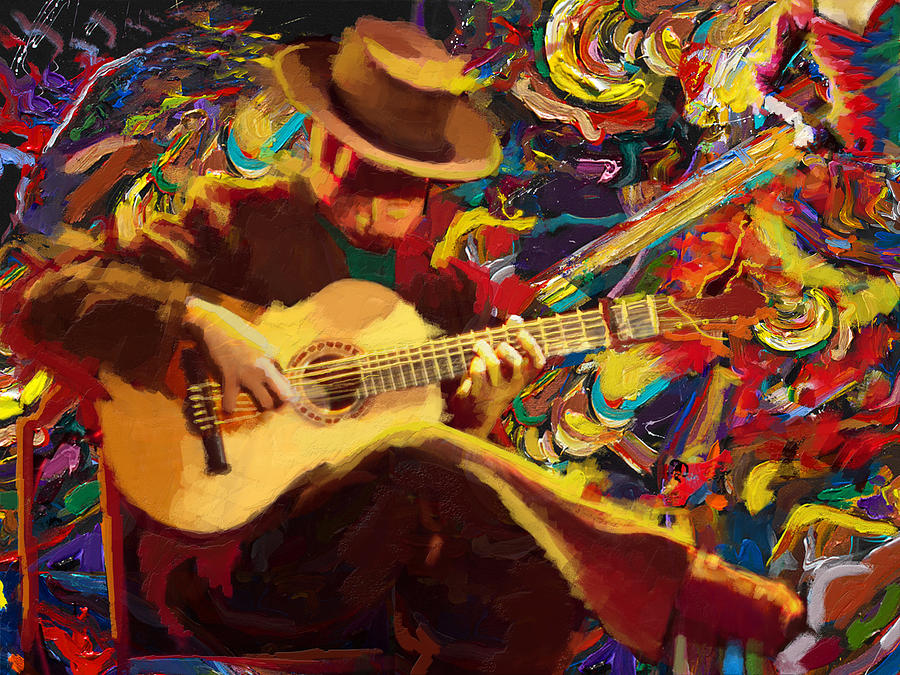 Flamenco Guitarist Painting by Corporate Art Task Force
