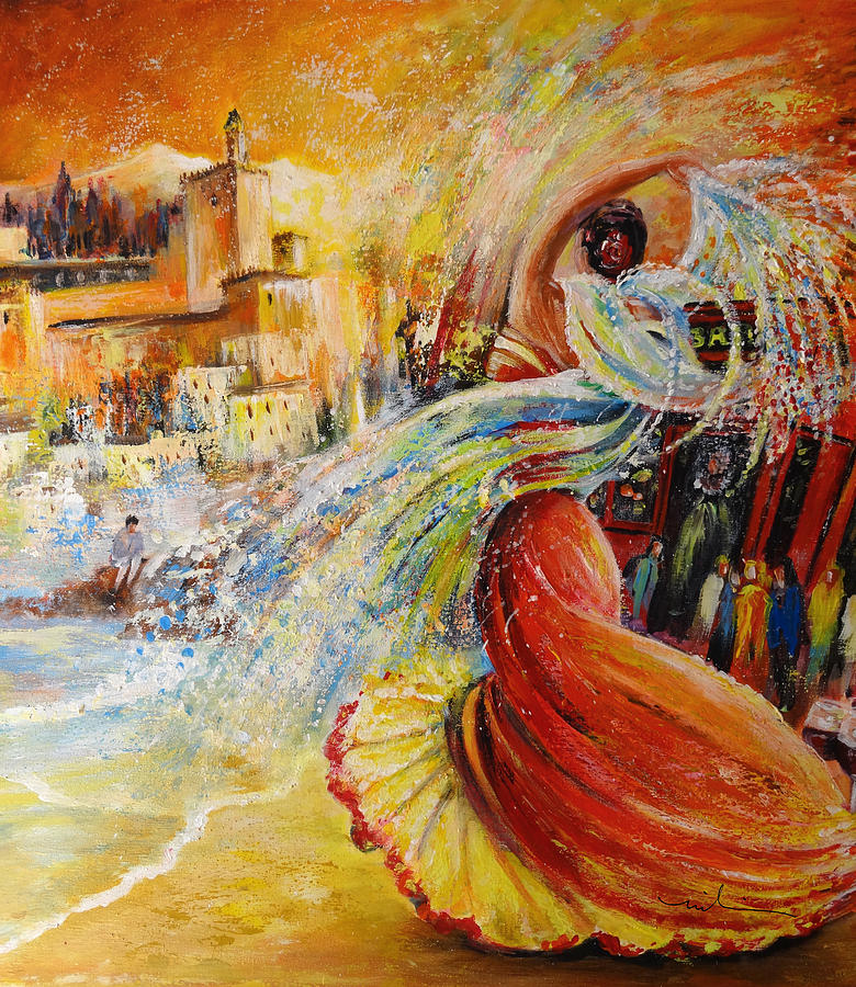 Flamenco in Granada Painting by Miki De Goodaboom