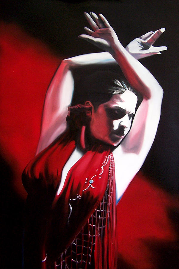 Landscape Painting - Flamenco Red by David Fedeli