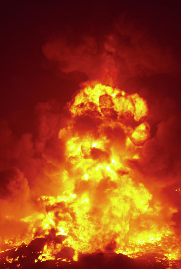 Flames From Burning Oil Well Crust Photograph by Peter Menzel/science