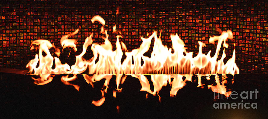 Flames of a Modern Fireplace Reflected in a Water Feature Diffuse Glow Digital Art Digital Art by Shawn OBrien