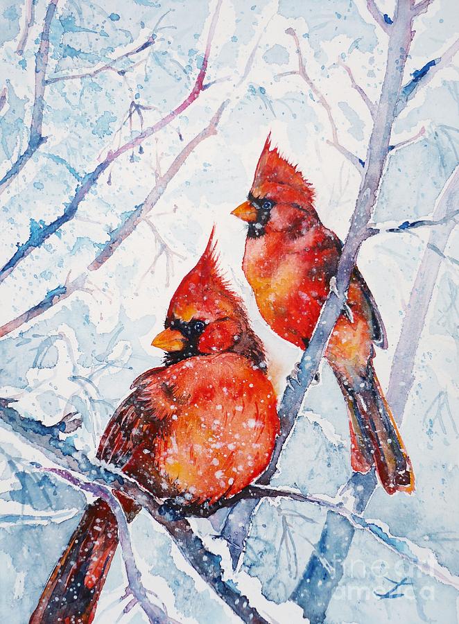 Cardinal Painting - Flames of Winter by Zaira Dzhaubaeva