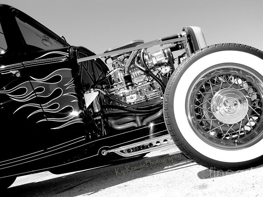 Black And White Photograph - Automotive - Flames of Yesterday by Kip Krause