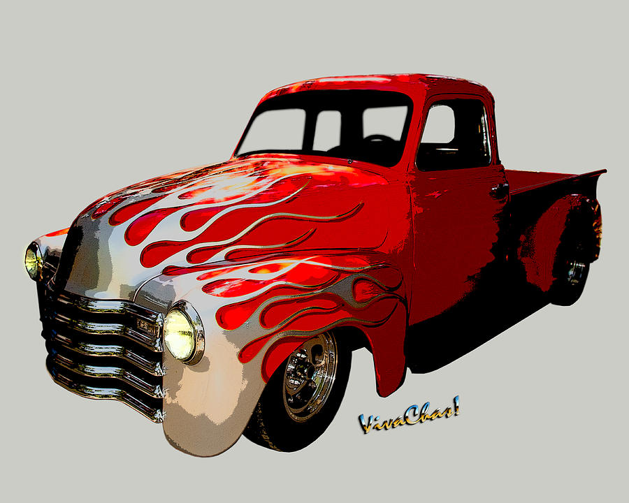 Flaming 50 Chevy Pickup Photograph by Chas Sinklier