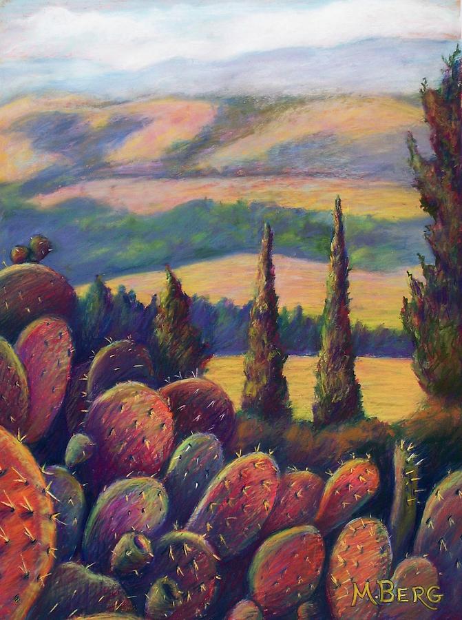 Flaming Cacti Painting by Marian Berg