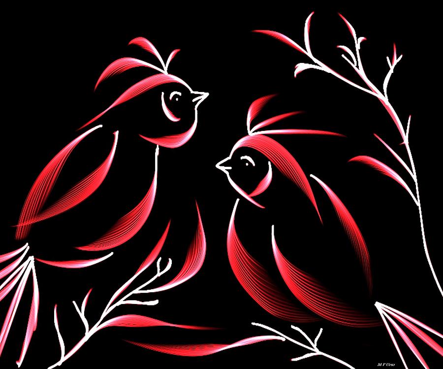 Flaming Cardinals Digital Art by Maria Urso