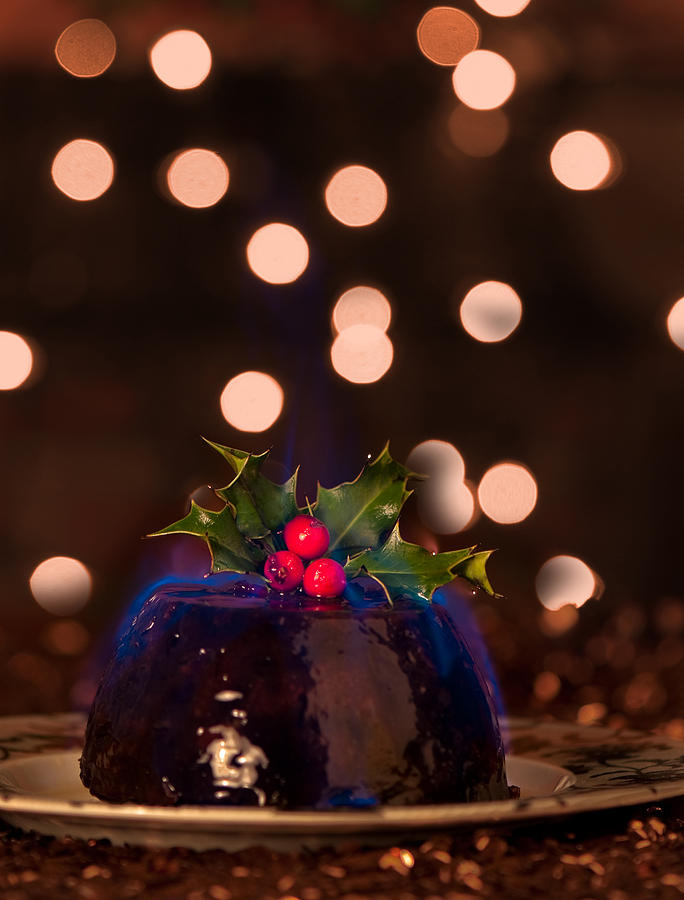 Christmas Photograph - Flaming Christmas Pudding by Amanda Elwell