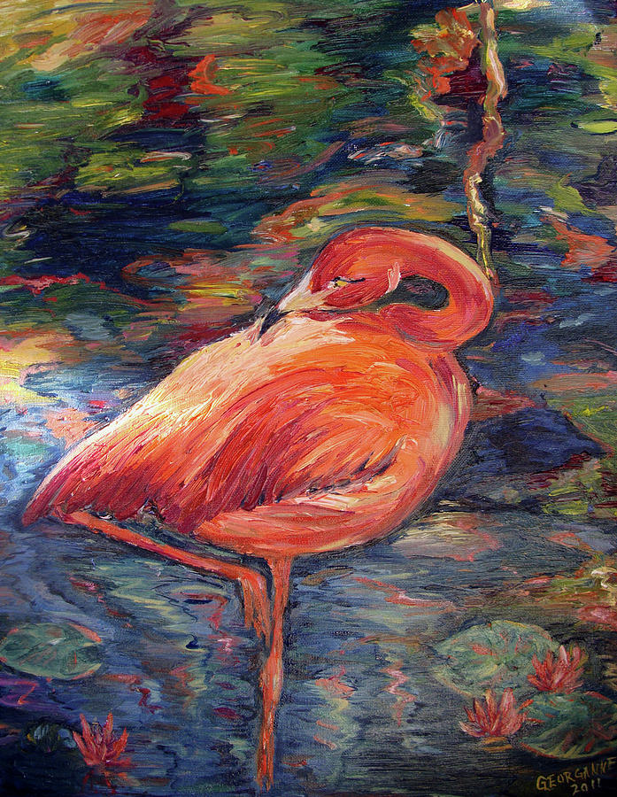 Claude Monet Painting - Flaming Flamingo by Georganne Bishop