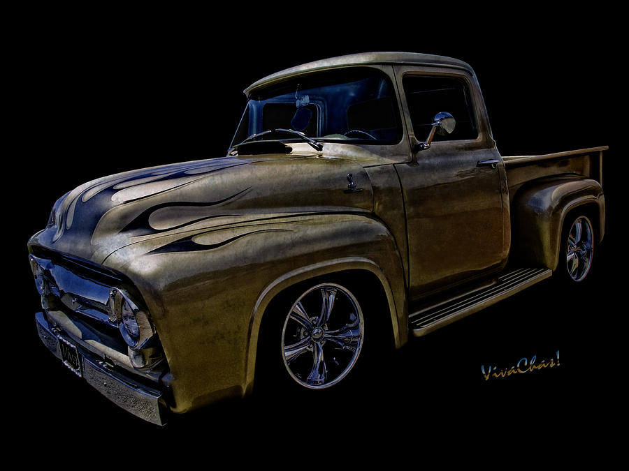 Flaming Ford Pickup Street Rod in a Tunnel at Midnight Photograph by Chas Sinklier