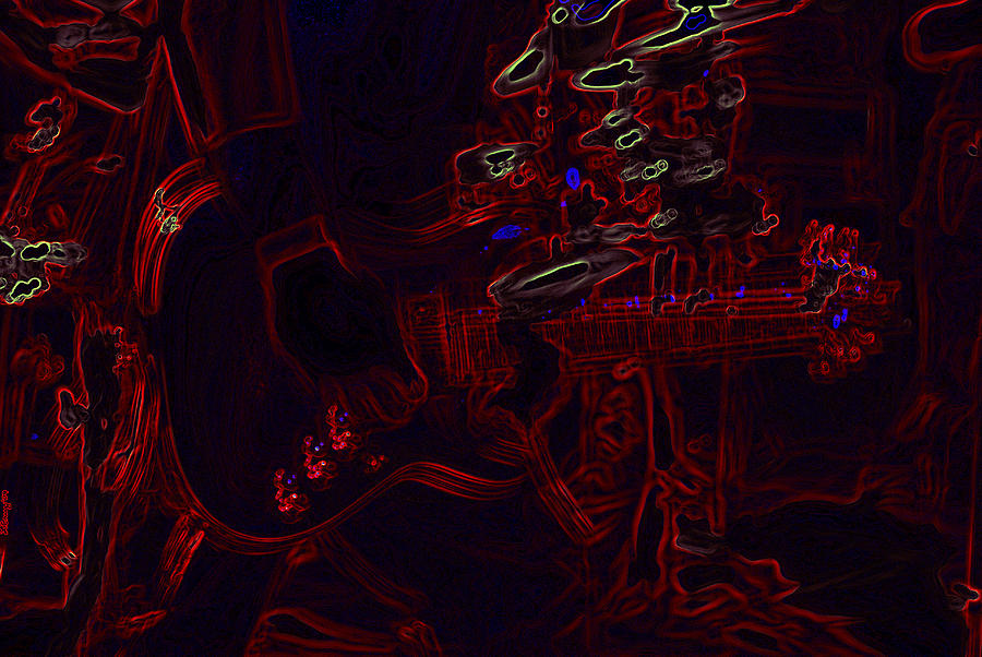Guitar Digital Art - Flaming Guitar 2 by Leslie Cruz