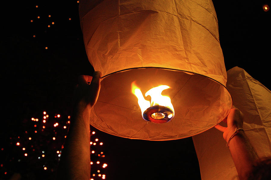 Flaming Paper Lantern Photograph by Kat Payne Photography