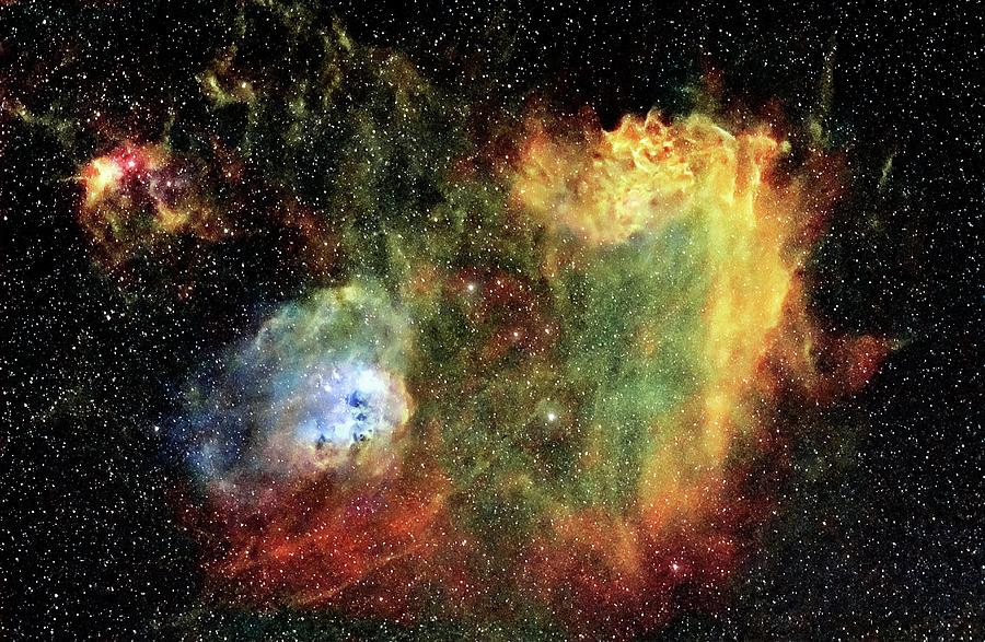Flaming Star And Tadpole Nebulae Photograph by J-p Metsavainio/science Photo Library