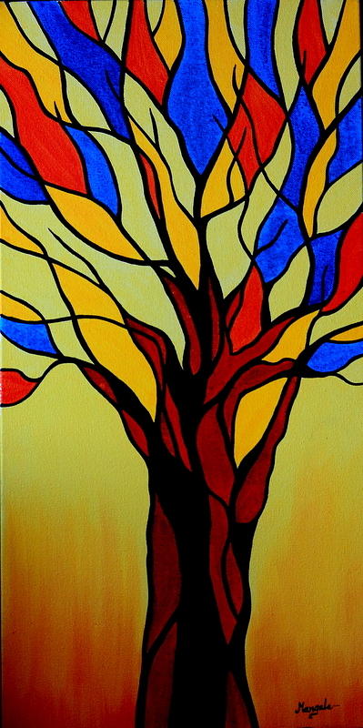 Tree Painting - Flaming Tree by Mangala Shenoy