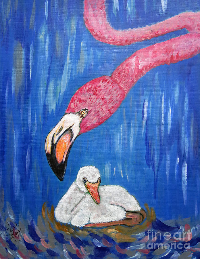 Flamingo an Expression of Love  Painting by Ella Kaye Dickey