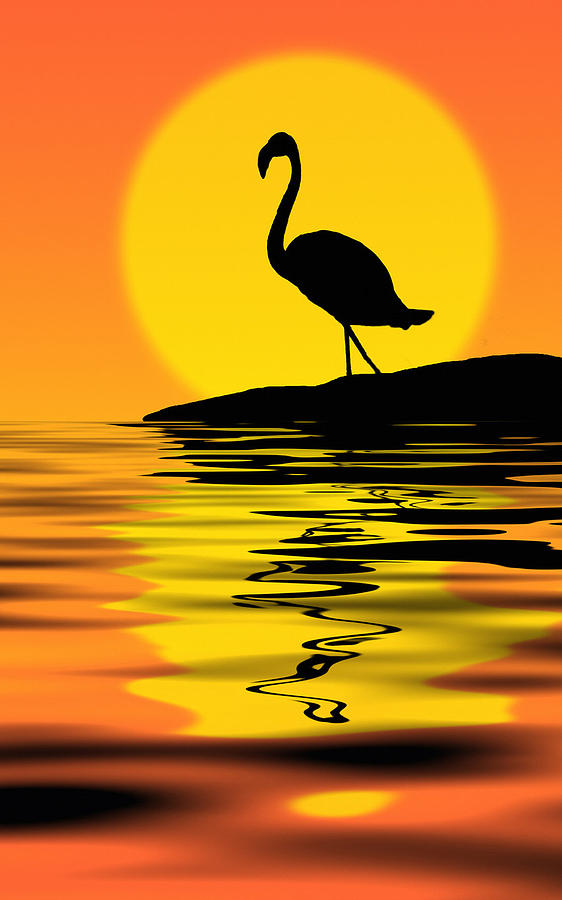 flamingo sunset painting