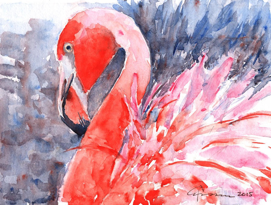 Flamingo Painting by Claudia Hafner