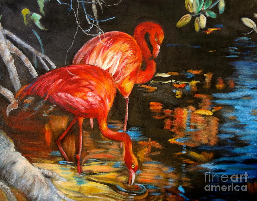 Flamingo Painting by Jenny Lee