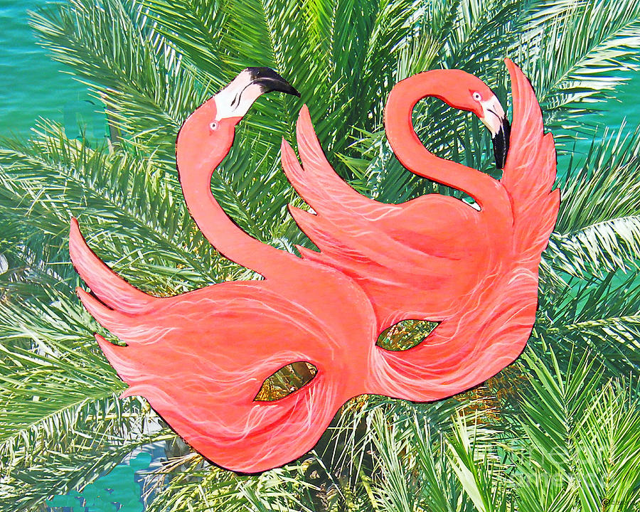 Flamingo mask 1 Mixed Media by Lizi Beard-Ward