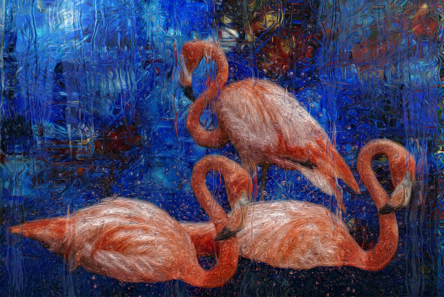 Salmon Painting - Flamingo Trio by Jack Zulli