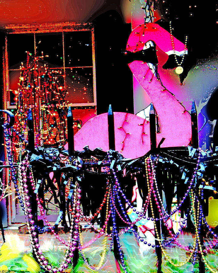 Flamingoed Up for the Spanish Town Parade Baton Rouge Louisiana Digital Art by Lizi Beard-Ward