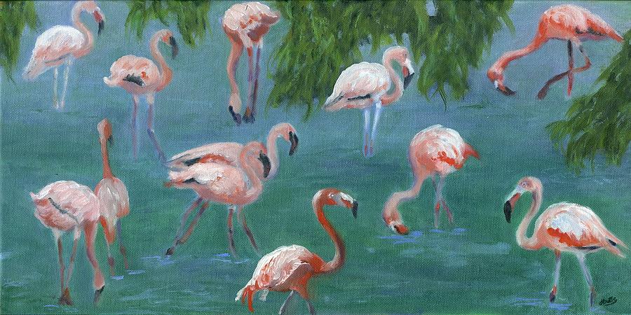 Flamingos Painting by Deborah Butts
