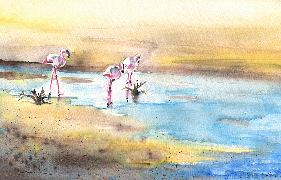 Flamingos in Camargue 01 Painting by Miki De Goodaboom