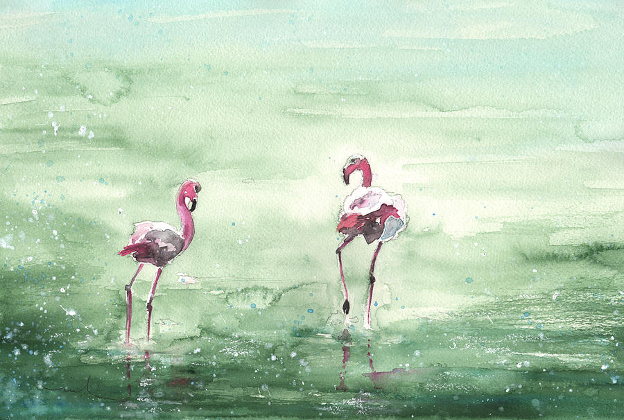 Flamingos in Camargue 02 Painting by Miki De Goodaboom