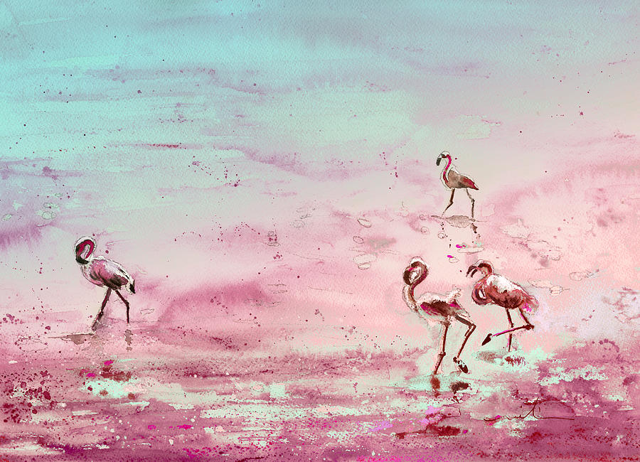 Flamingos in Camargue 03 Painting by Miki De Goodaboom