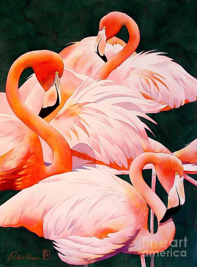 Bird Painting - Flamingos by Robert Hooper