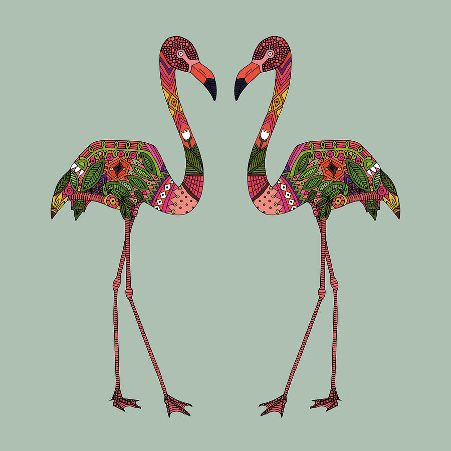 Flamingos Seafoam Drawing by MGL Meiklejohn Graphics Licensing