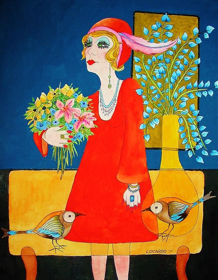 Flower Painting - Flapper Gal 2 by Lou Cicardo