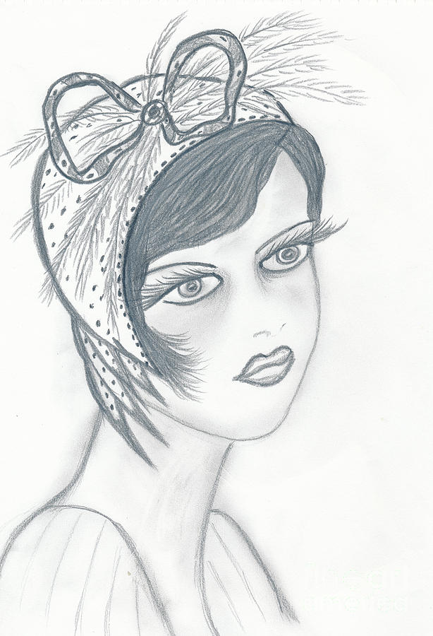 Flapper in A Bow Drawing by Sonya Chalmers