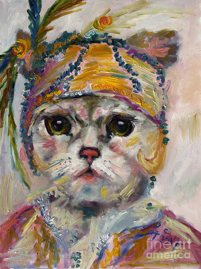 Flapper Kitten  Painting by Ginette Callaway