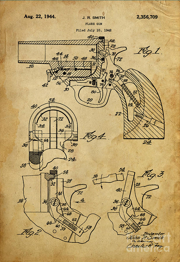 Flare Gun - Patented on 1942 Digital Art by Drawspots Illustrations ...