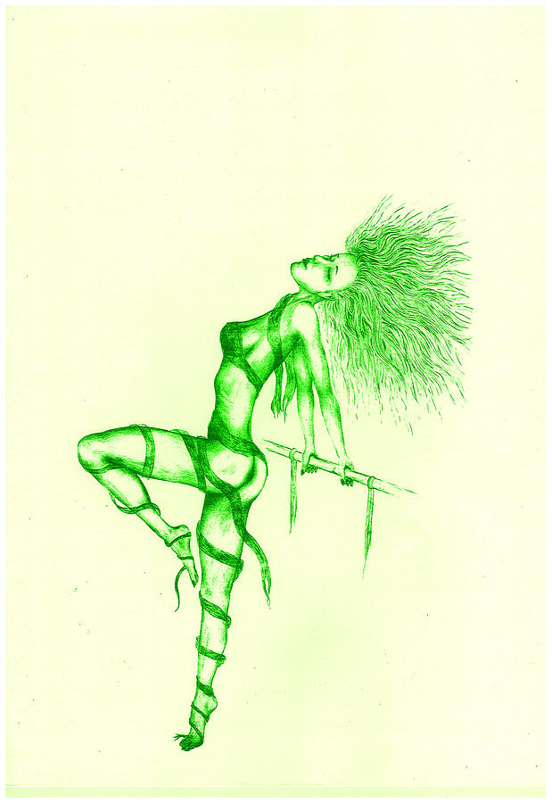 Flash of green Drawing by Kenneth Clarke