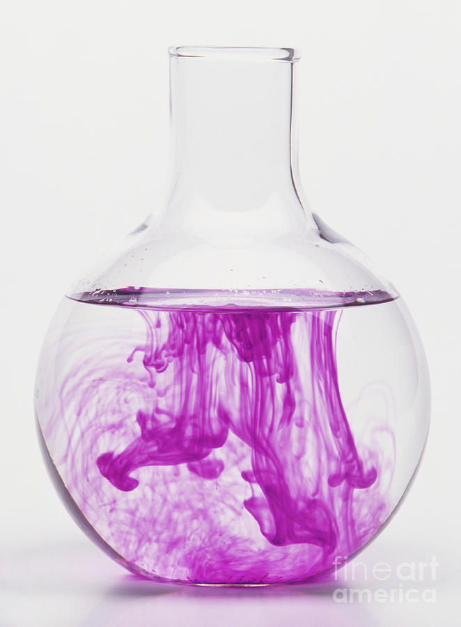 Chemical Reaction Photograph - Flask With Purple Liquid by Dave King Dorling Kindersley