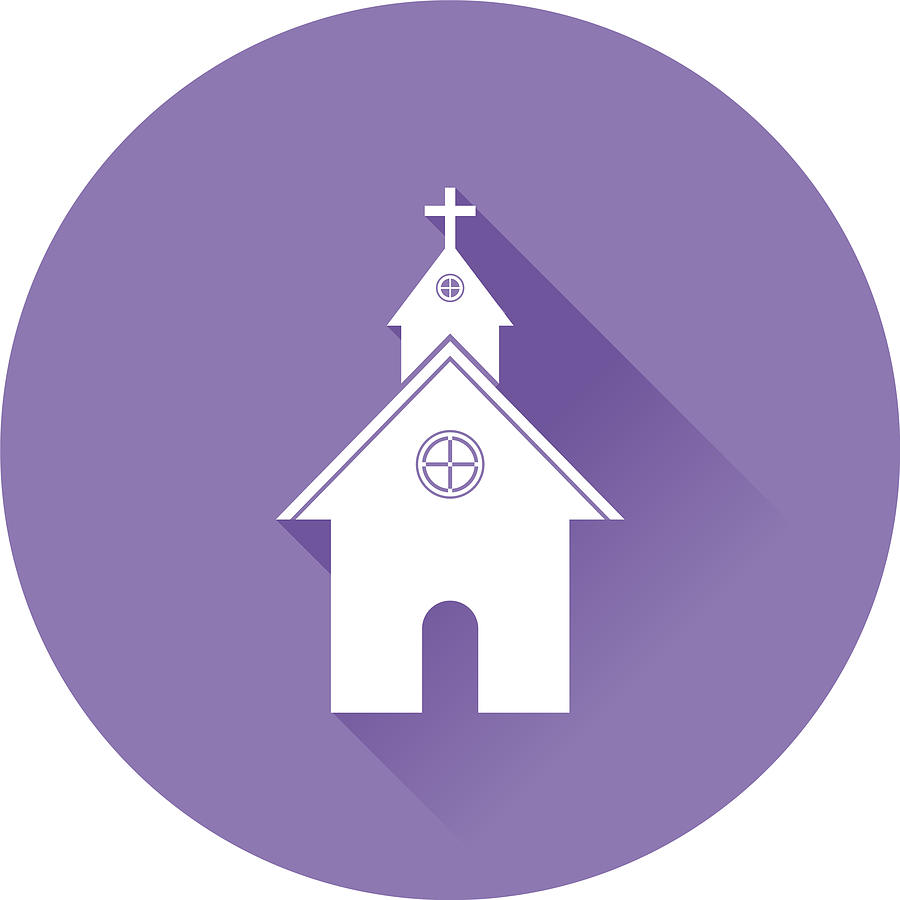Flat Design Church Icon with Long Shadow Drawing by Zak00