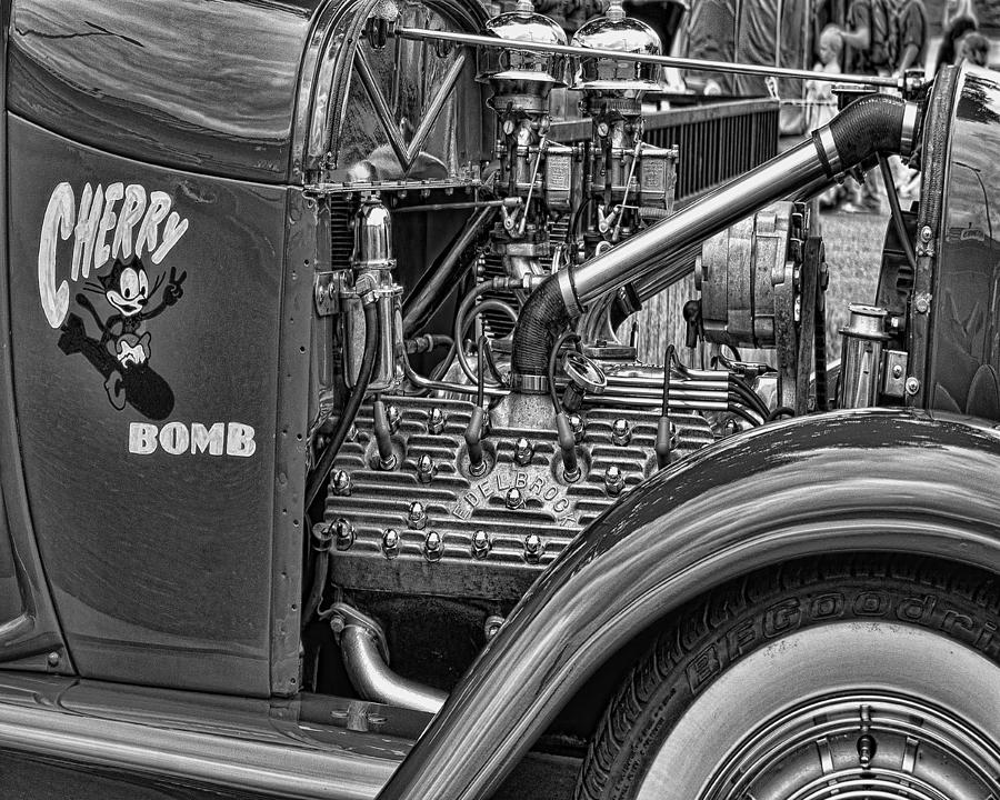 Black And White Photograph - Flat Head V8 by Ron Roberts