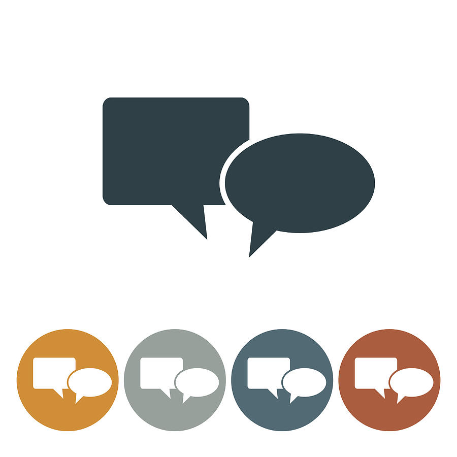 Flat Round Wedsite Icon - Speech Bubble Drawing by Diane Labombarbe