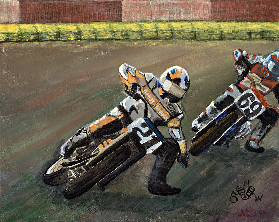 Flat Track Harley Painting by Scott Wilson