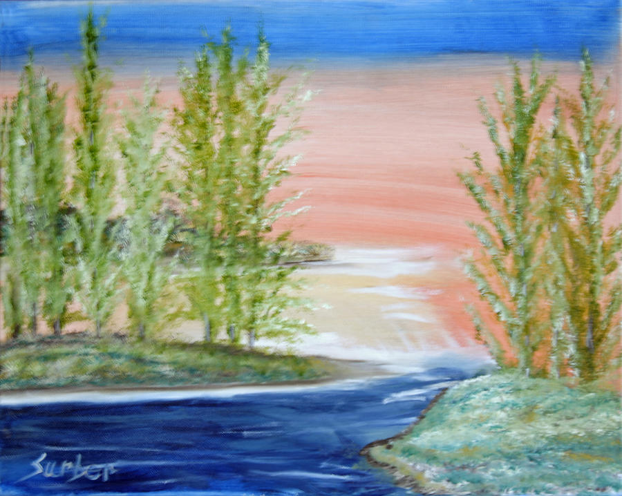 Flathead Lake Sunset Painting by Suzanne Surber