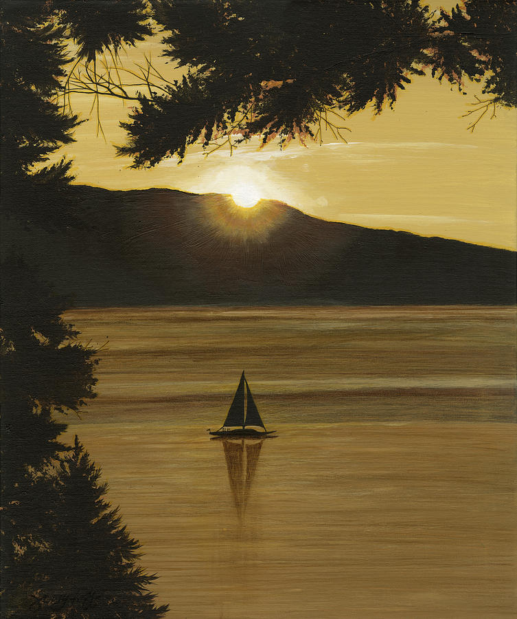 Sunset Painting - Flathead Sunset by John Wyckoff