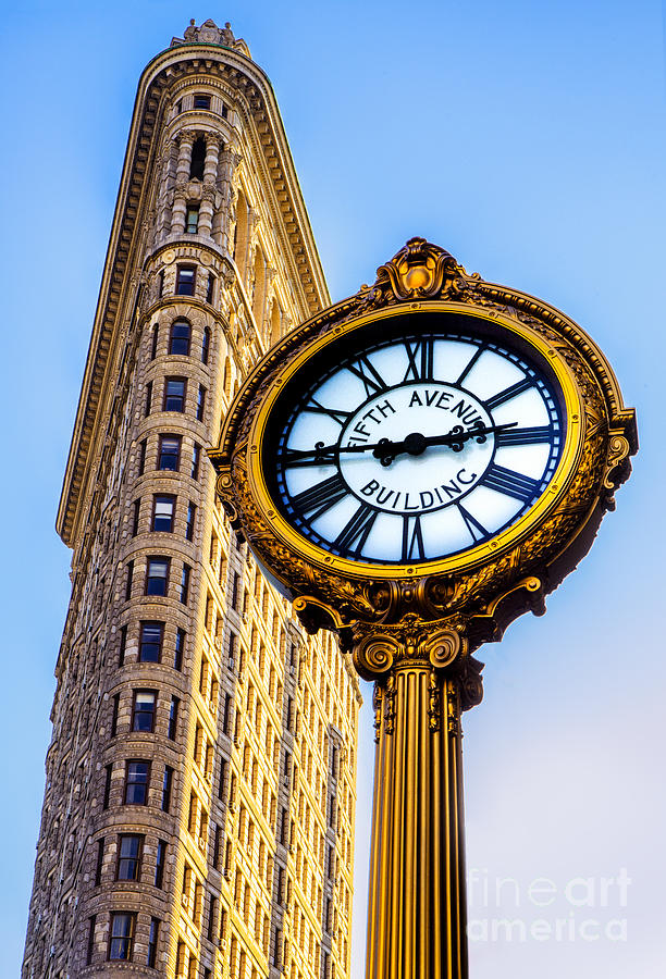 Flatiron and Clock Photograph by Jerry Fornarotto