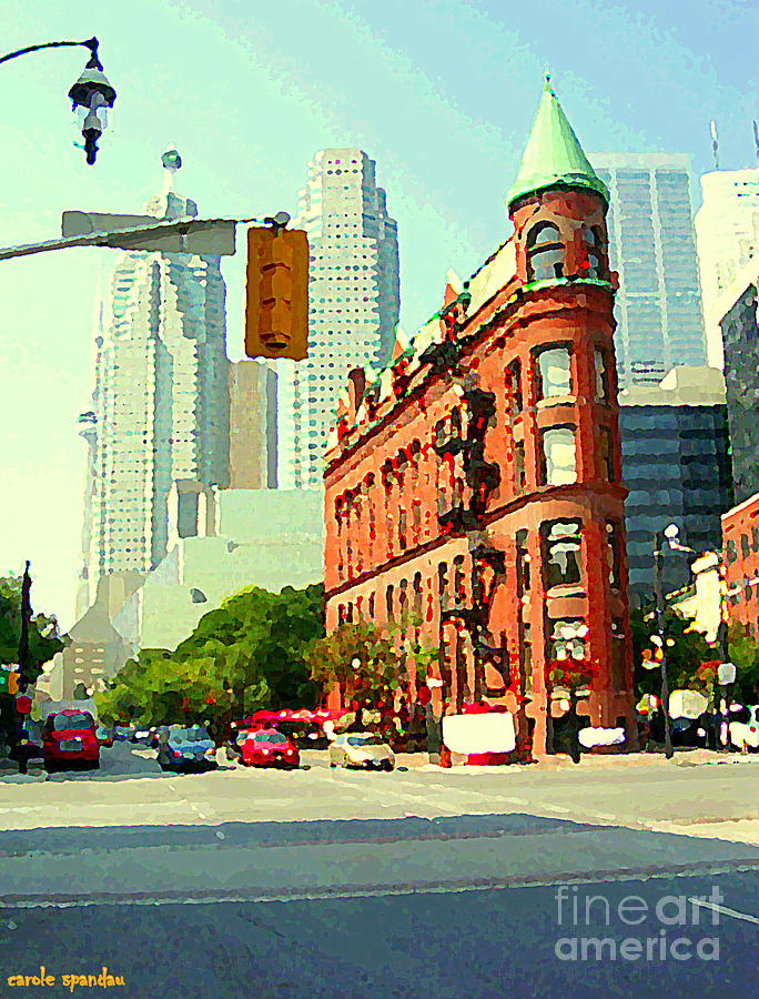 Flatiron Building And Skyline Historic Toronto Landmarks Canadian Paintings Cityscenes C Spandau Painting by Carole Spandau