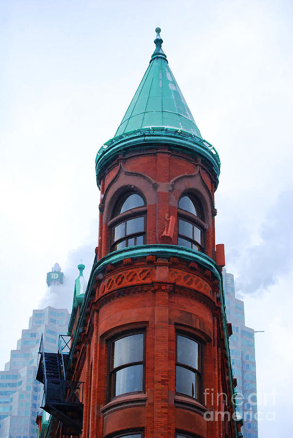 Brick Photograph - Flatiron building in Toronto - painterly by Les Palenik